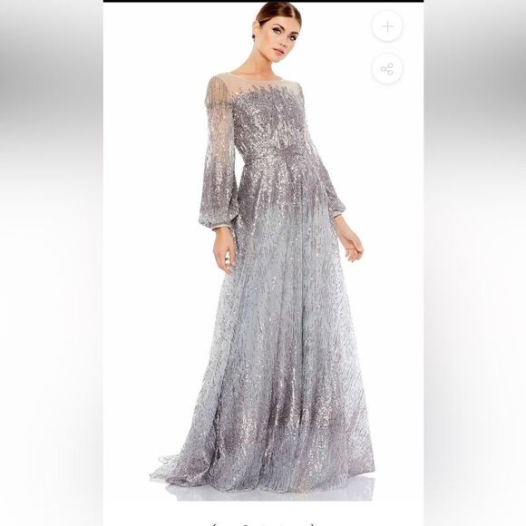 Mac Duggal 20307 Bishop Sleeve Sequin Dress Size 22 - Picture 1 of 13